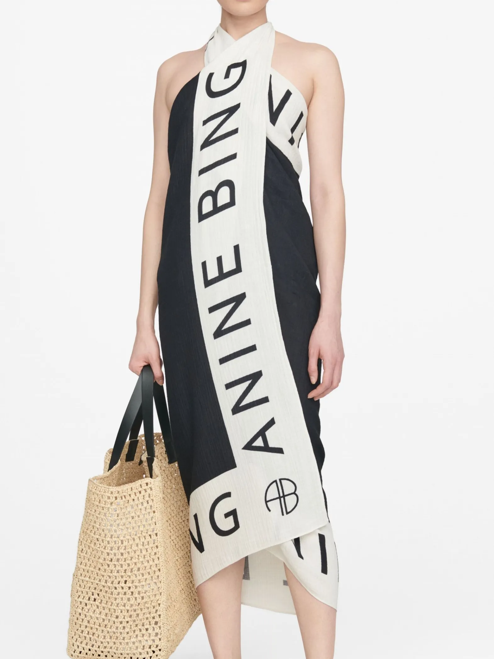 Anine Bing Sarong Praia Black/Cream^ Sjalar & Halsdukar