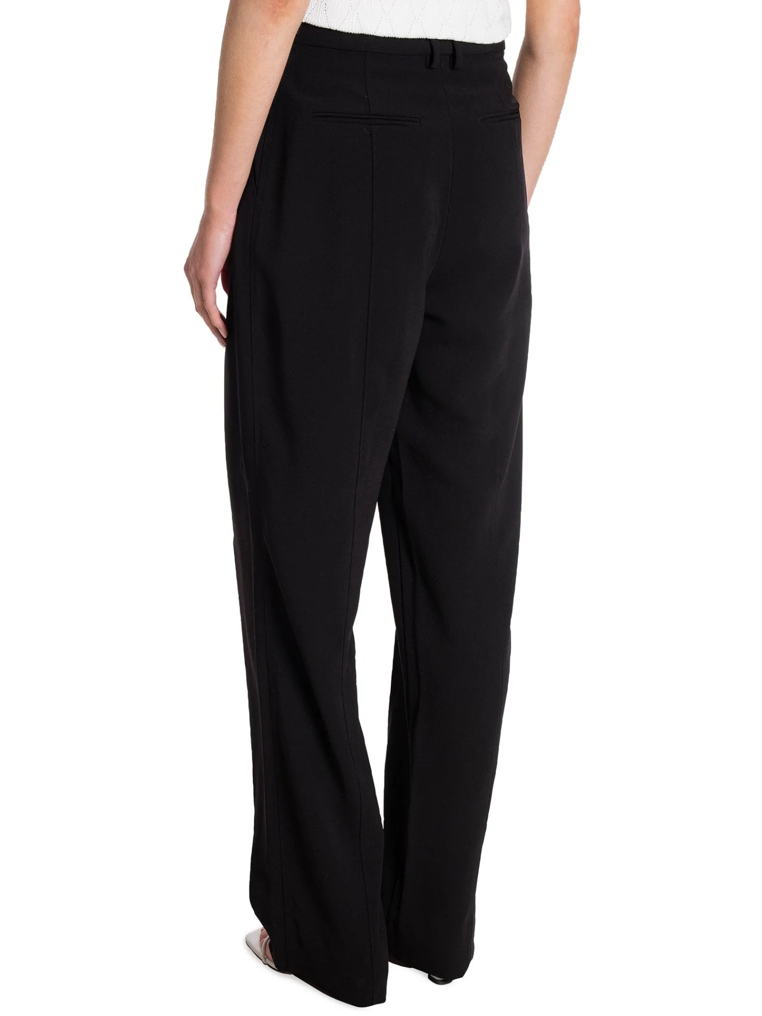 Calvin Klein Byxa Structure Twill Wide Leg Black^ Byxor
