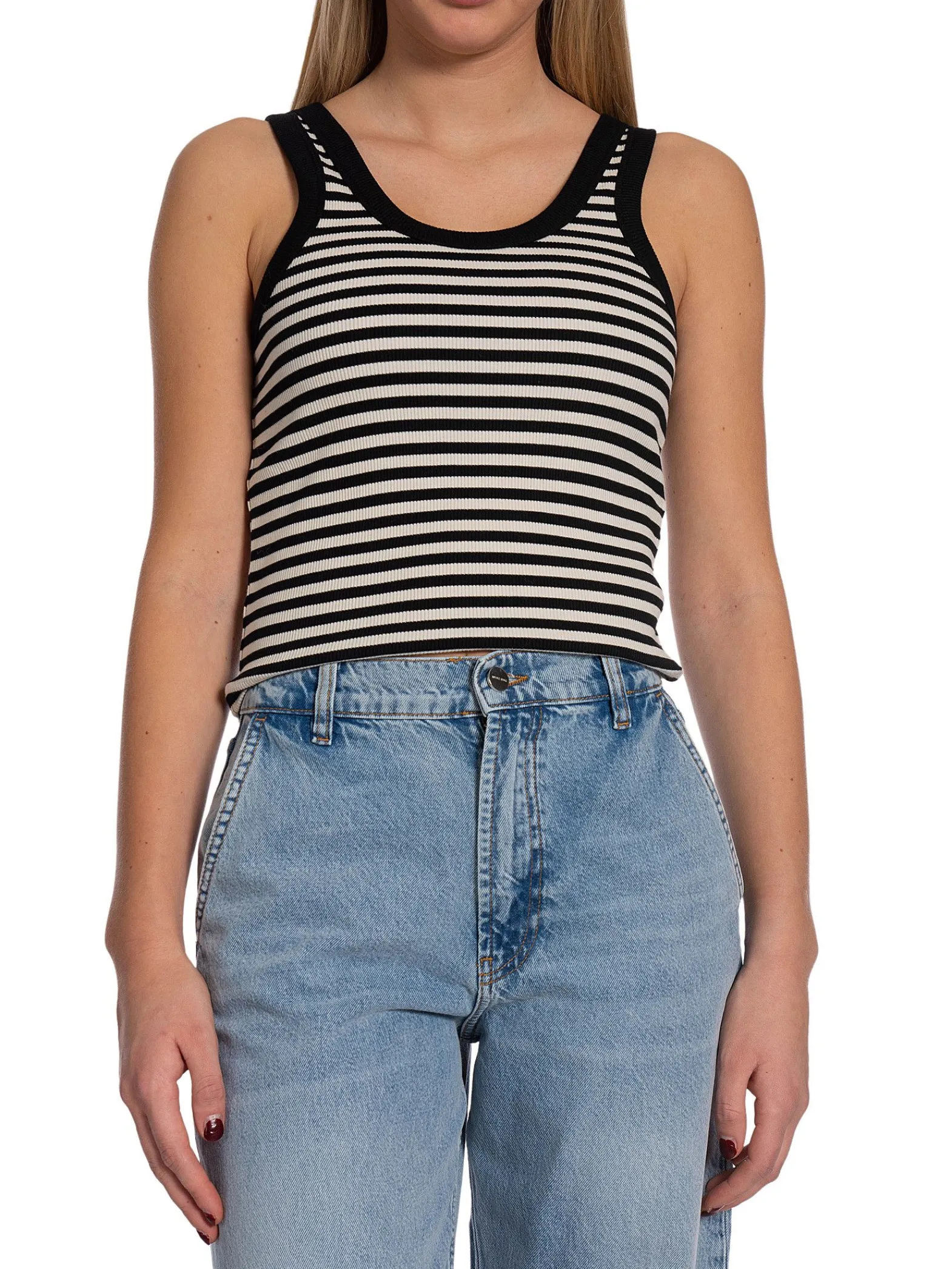 Dagmar Topp Ribbedblack White^ Toppar