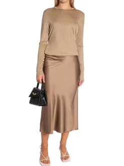Filippa K Topp Shiny Longsleeve Sand^ Toppar