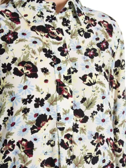 Ganni Blus Printed Crepe Meadow Egret^ Blusar