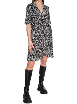Ganni Klanning Printed Crepe Black^ Klänningar