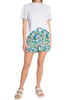 Ganni Shorts Light Cotton Floral Azure Blue^ Shorts