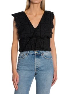 Ganni Topp Broderie Anglaise Rhythm Collar Black^ Toppar