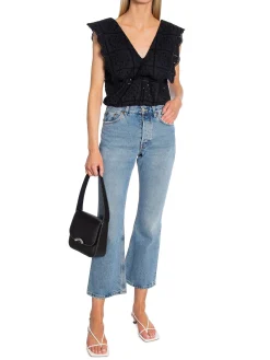 Ganni Topp Broderie Anglaise Rhythm Collar Black^ Toppar