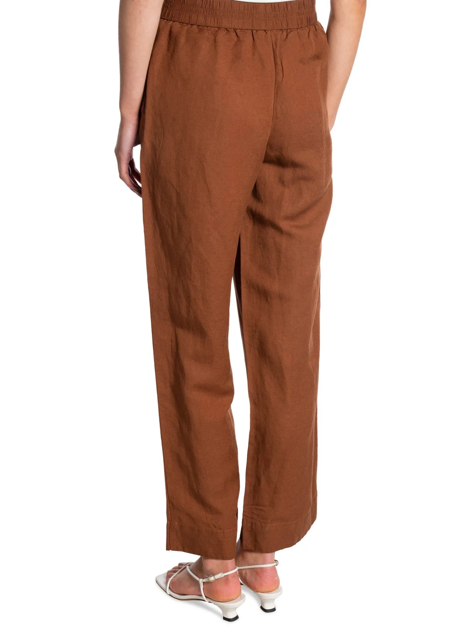 GANT Byxa Linen Viscose Pull-On Mahogany Brown^ Byxor