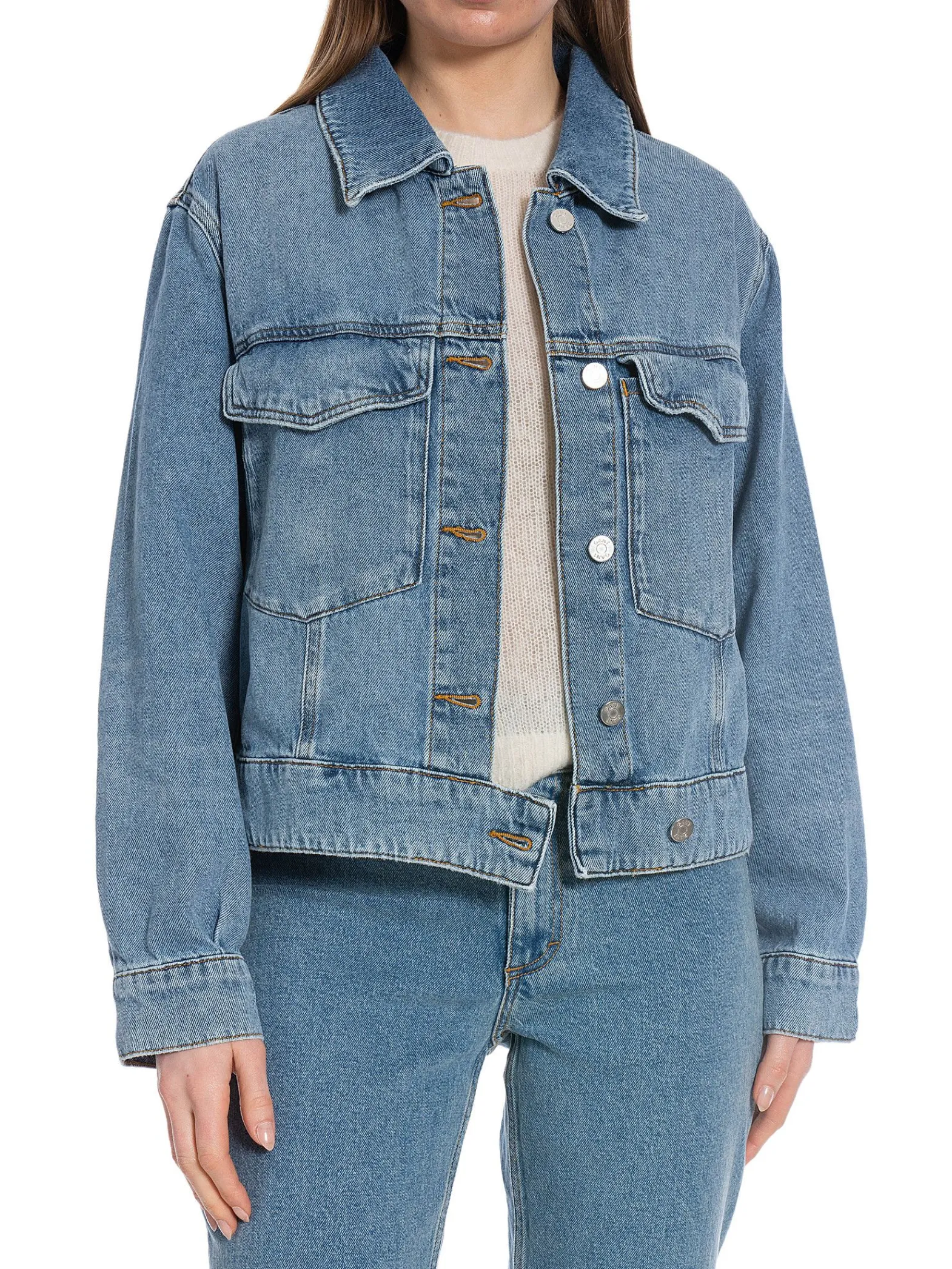 GANT Jacka Cropped Denim Mid Blue Broken In^ Jackor & Kappor