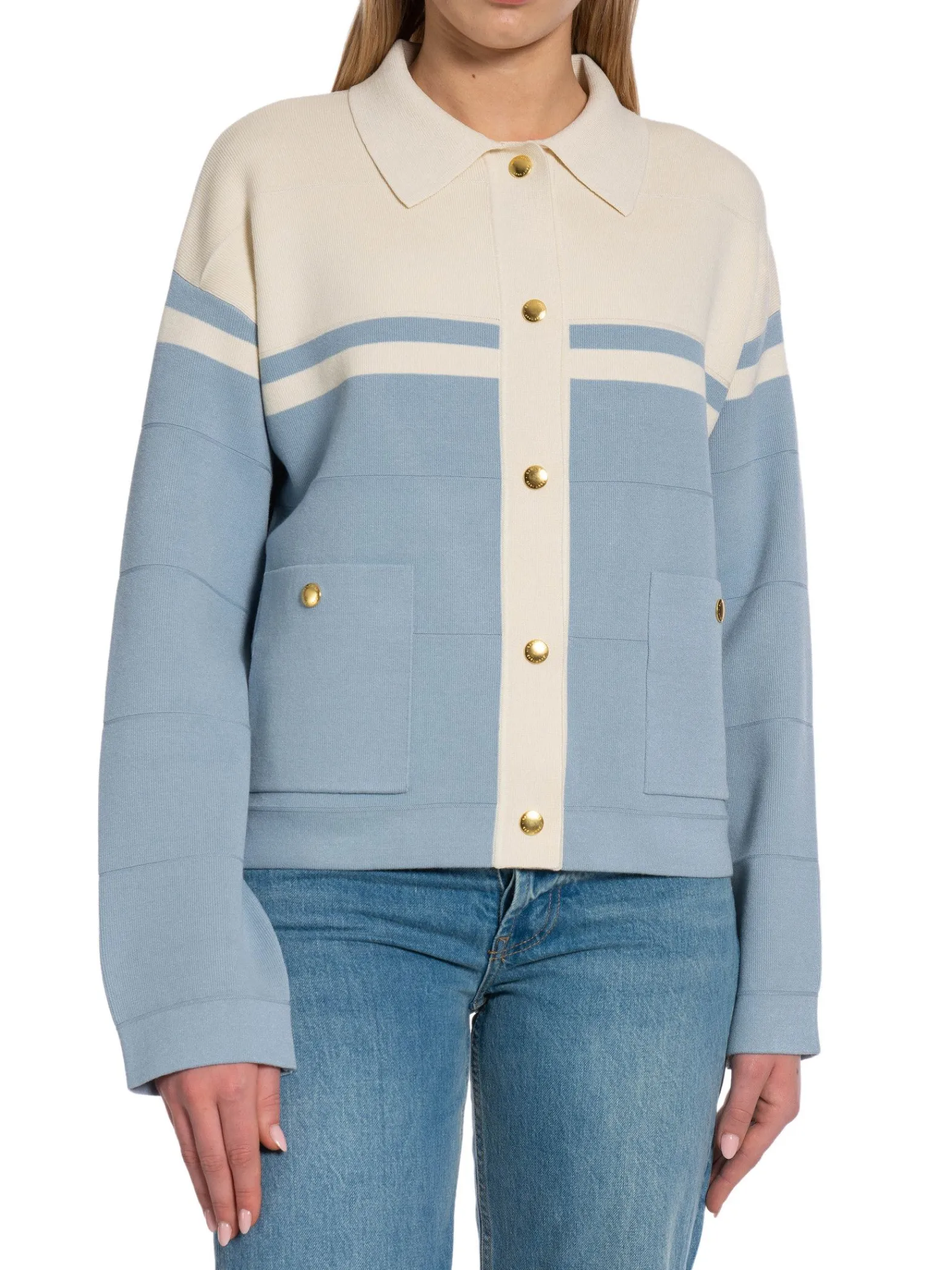 GANT Kofta Color Blocked Dove Blue^ Tröjor & Koftor