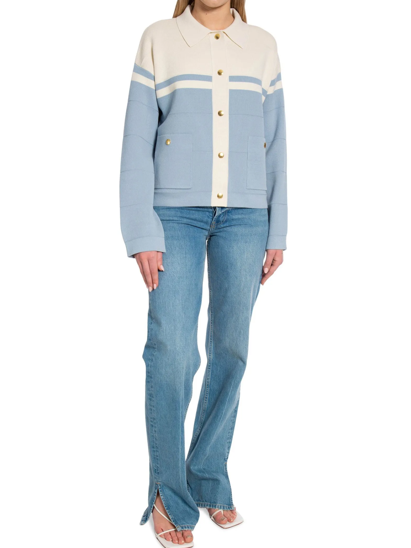 GANT Kofta Color Blocked Dove Blue^ Tröjor & Koftor