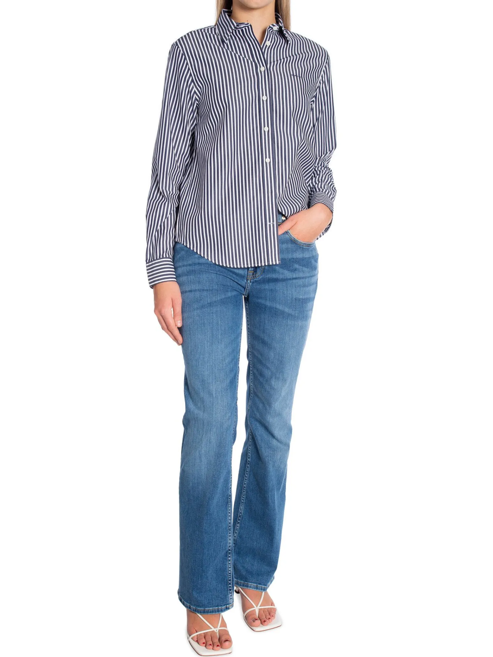 GANT Skjorta Reg Poplin Striped Classic Blue^ Skjortor