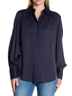 GANT Skjorta Regular Satin Evening Blue^ Skjortor