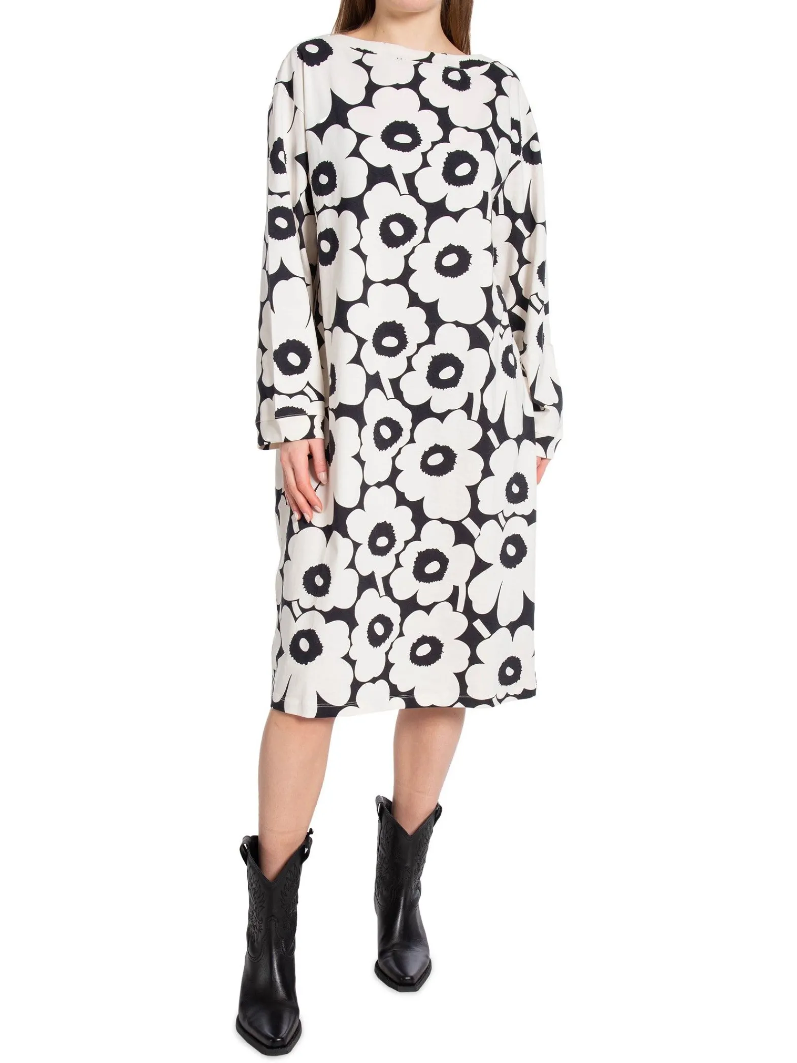 Marimekko Klanning Piata Unikko Jersey Off White/Black^ Klänningar