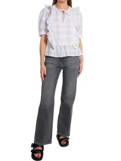 2NDDAY Blus Norma Refined Check Jet Stream^ Blusar
