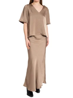 Neo Noir Blus Largo Heavy Sateen Dark Taupe^ Blusar