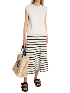 Neo Noir Kjol Etti Boucle Knit Black Striped^ Kjolar