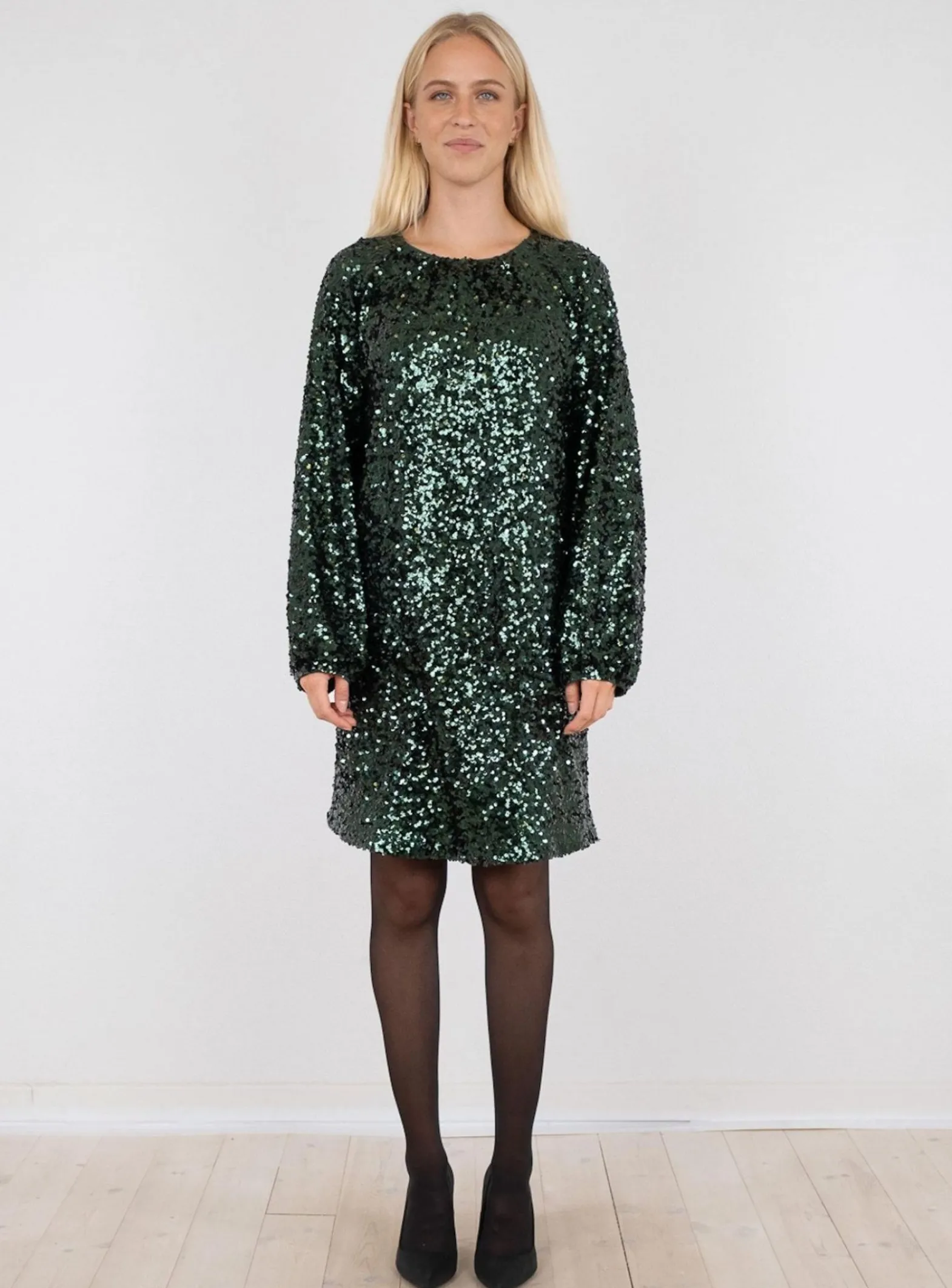 Neo Noir Klanning Ezra Fall Sequins Dark Green^ Klänningar