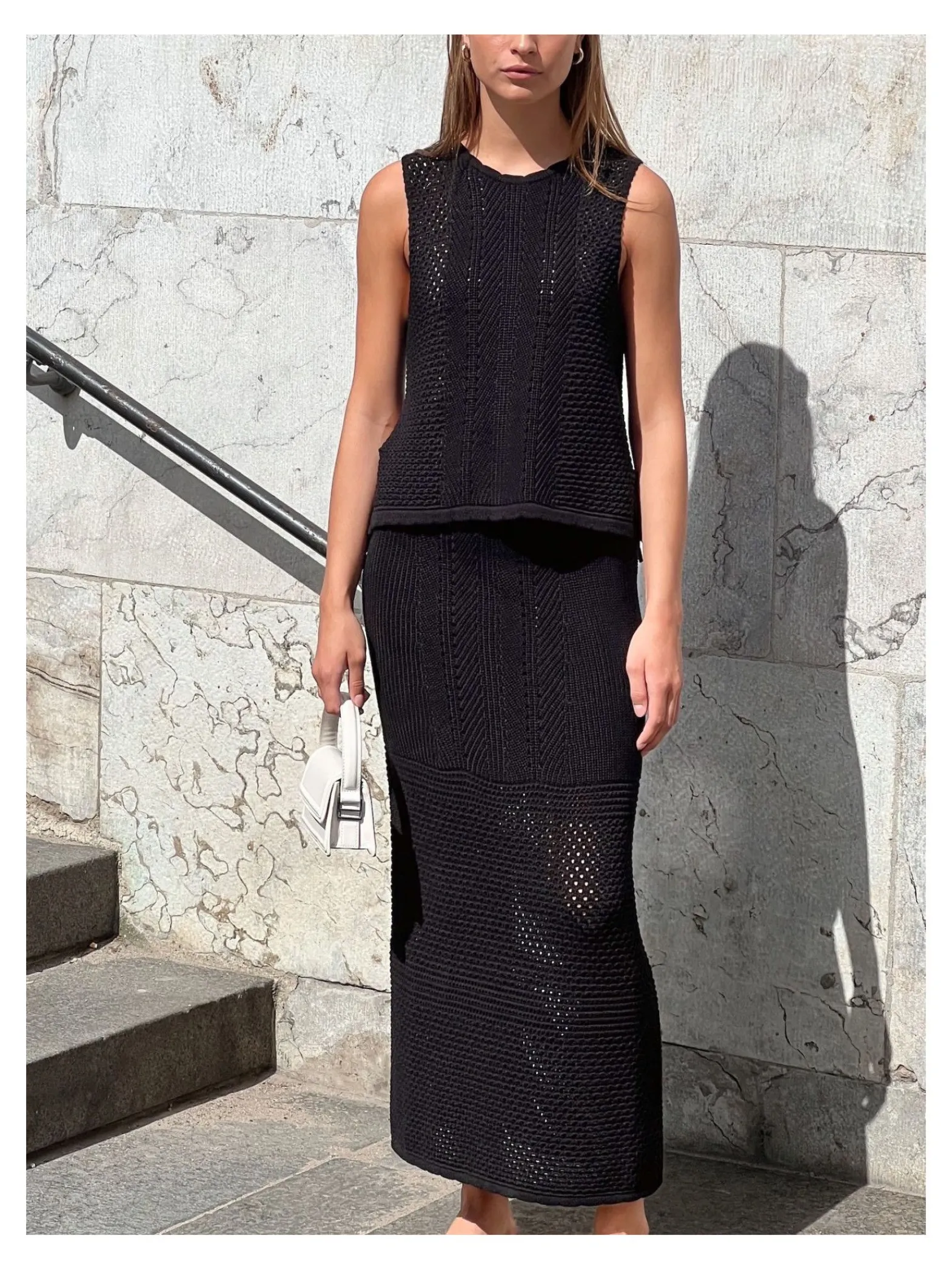 Neo Noir Topp Aza Crochet Knit Black^ Toppar