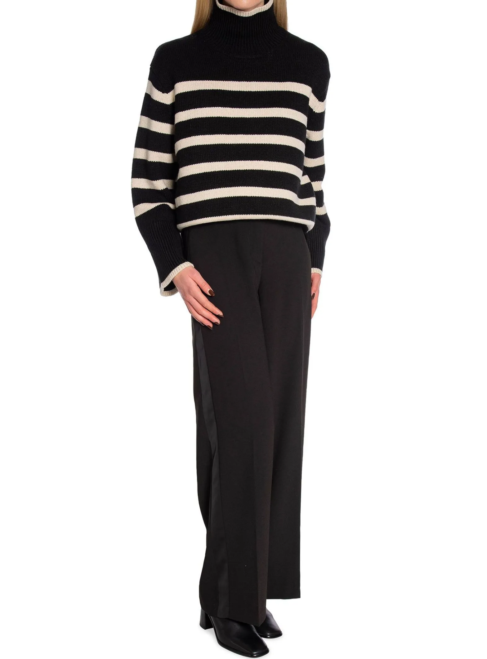 Neo Noir Troja Fanning Stripe Knit Gz Black^ Tröjor & Koftor