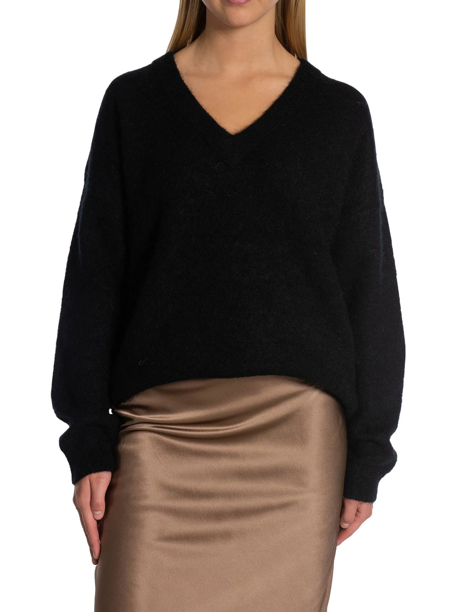 Second Female Troja Brook Knit Oversize V-Neck Black^ Tröjor & Koftor