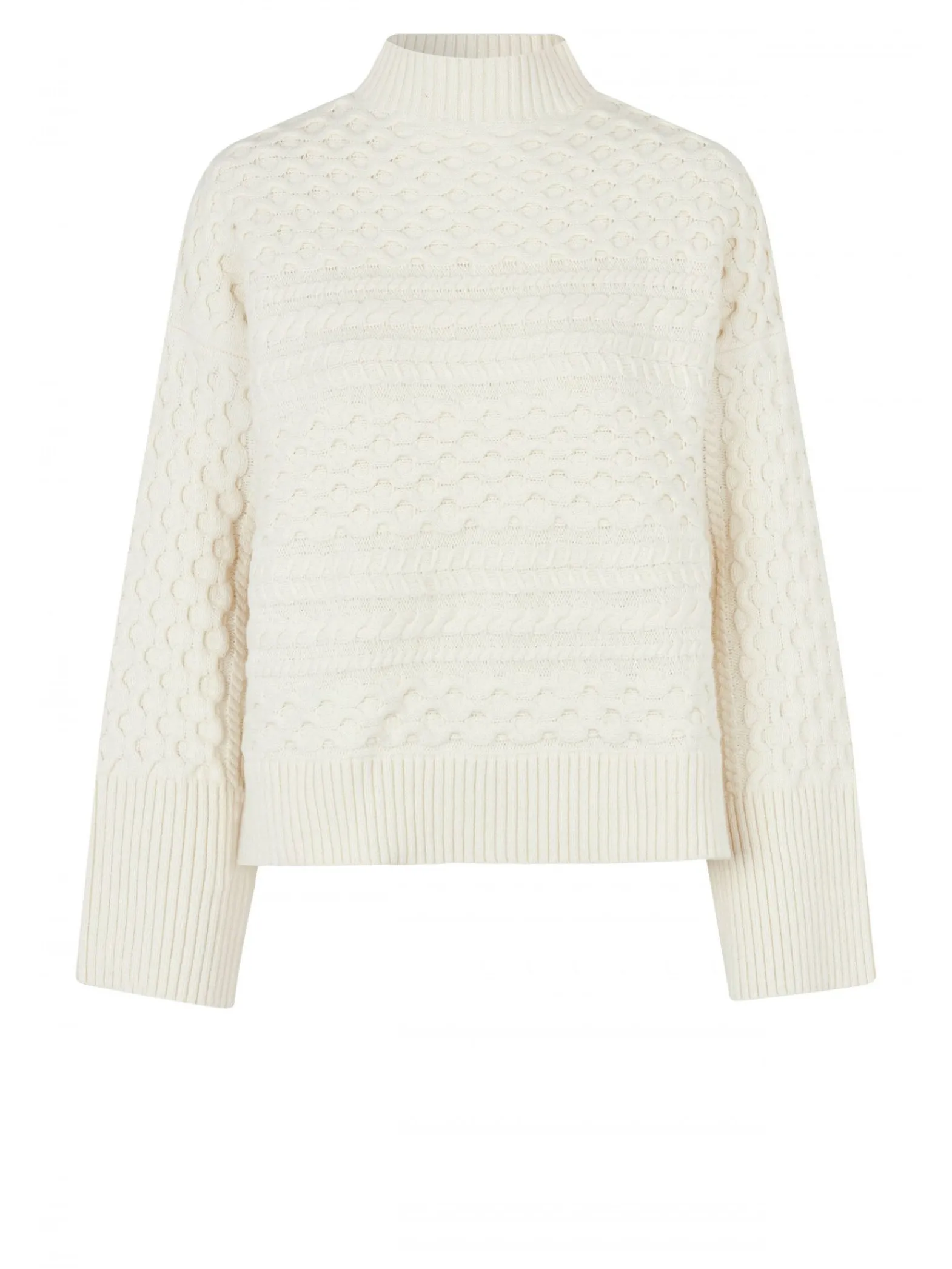 Second Female Troja Glava Knit T-Neck Vaporous White^ Tröjor & Koftor