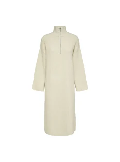 Selected Femme Klanning Ela Zipper Ls Knit High Neck Birch^ Klänningar