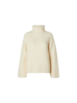 Selected Femme Troja Gabella Ls Knit High-Neck Birch^ Tröjor & Koftor