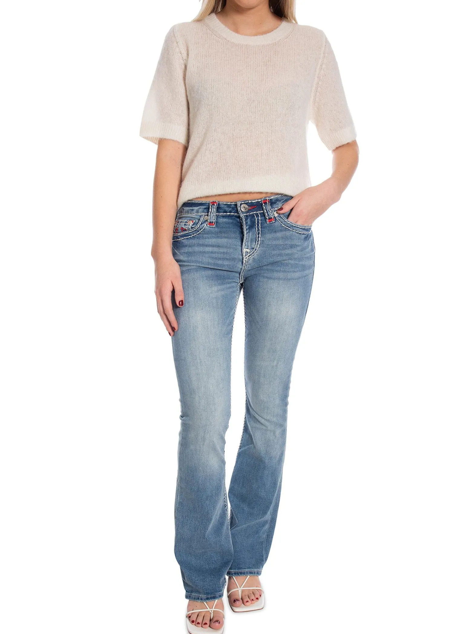 True Religion Jeans Becca Mid Rise Boot Cut Super Medium Wash^ Jeans
