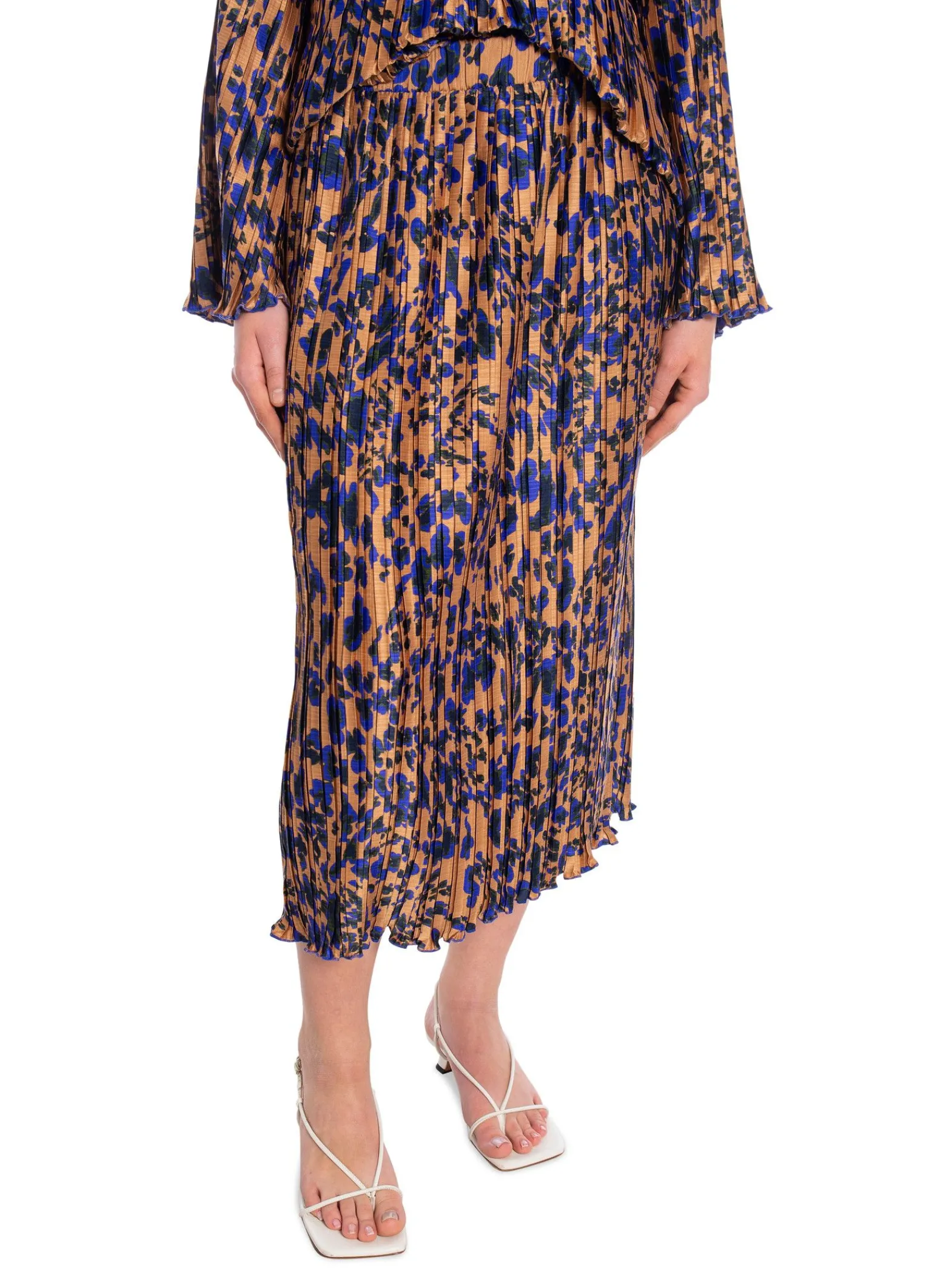 Y.A.S Kjol Yasswirl Hw Pleated Midi Mocha Mousse Swirl Print^ Kjolar