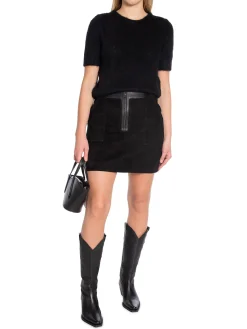 YAYA Kjol Real Suede Mini With Cargo Pockets Black^ Kjolar
