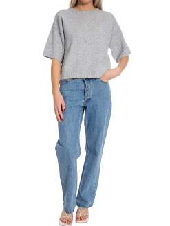 YAYA Troja Boatneck With Rib Sleeves Grey Melange^ Tröjor & Koftor